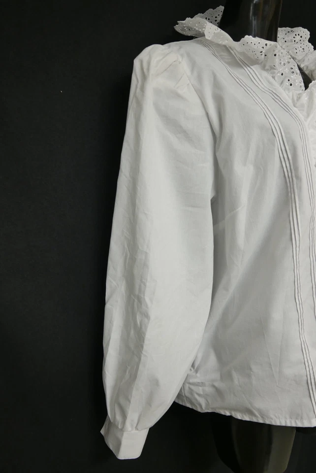 Gr.50 Trachtenbluse weiß Bluse für Dirndl C&A mit Spitze Stickerei TB10198 - Bild 3 von 4