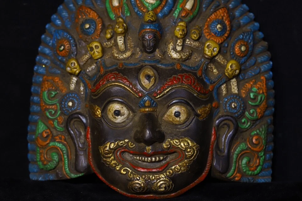 Estatua escultura cabeza de Buda de latón budismo China Tíbet de 16,5 cm Foto 4 de 4