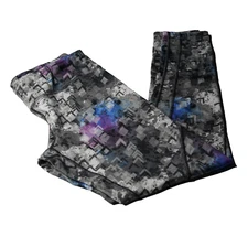 Layer 8 Performance Fleece Lined Pink Grey Geometric Leggings sz M  Activewear