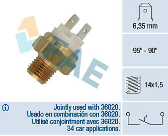 FAE 36010 temperature switch, radiator fan for BMW, Opel