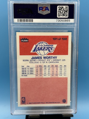 1986 Fleer Basketball 131 James Worthy Rookie Card Graded PSA 6 Los 