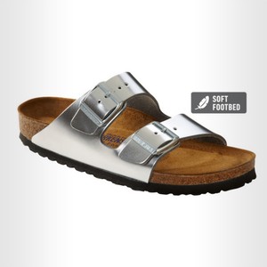 birkenstock arizona metallic silver