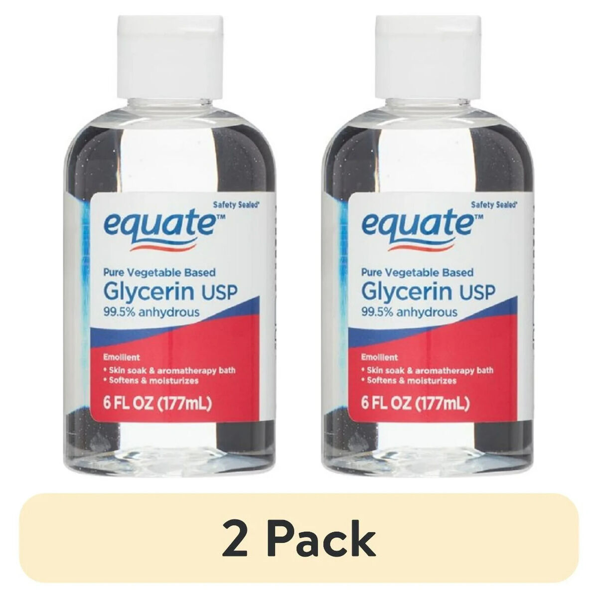2 pack) Equate, No Scent Liquid Glycerin Oil USP, 6 fl. oz 2 pack) Equate, No Scent Liquid Glycerin Oil USP, 6 fl. oz