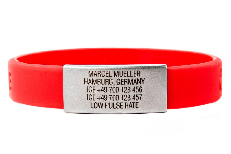 Pulsera ICEstripe Delgada Alerta Médica ID Silicona con Grabado Personalizado Gratis Hombres Foto 3 de 4