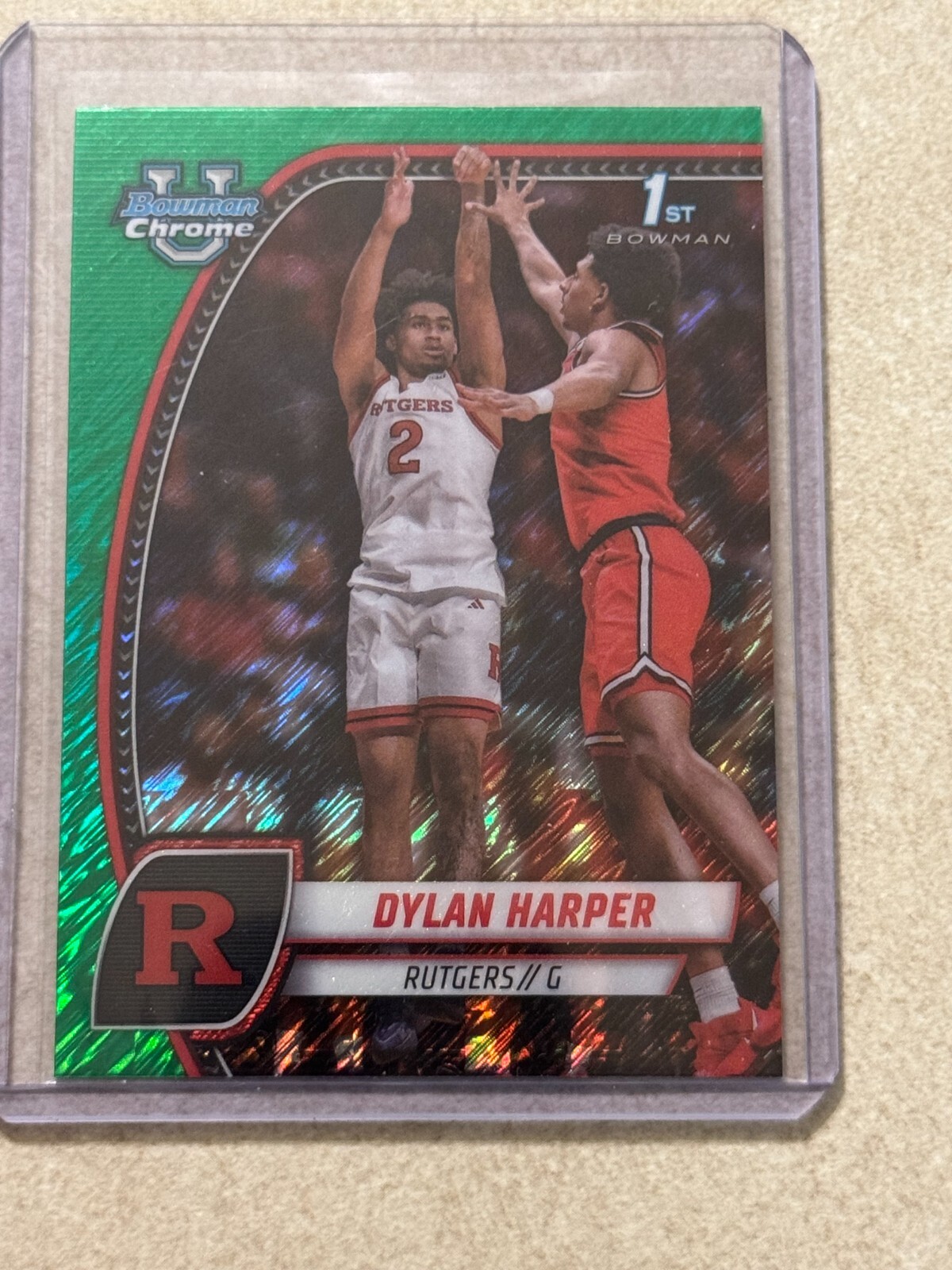 2024-25 Bowman University Chrome - Dylan Harper #22 Green Shimmer Refractor (RC)