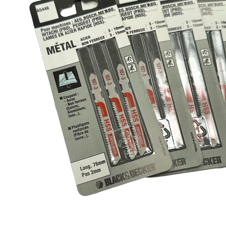 15 Black & Decker A5446 HSS 'U' Shank Jigsaw Blades for Sheet Metal 3mm - 15mm - Image 2 of 3