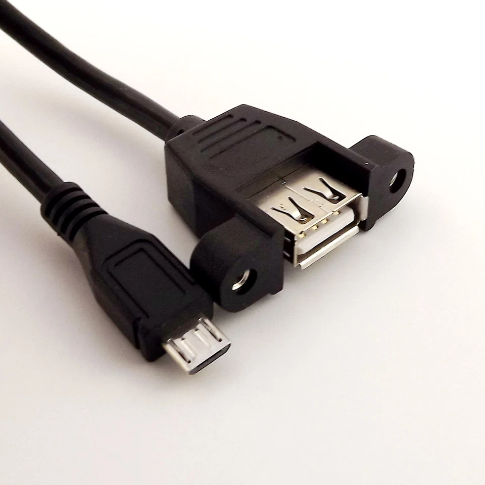 5xUSB 2.0 A Female Panel Mount to Micro USB Male Adapter Cable for Android 1.5FT - Image 2 of 4