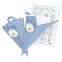 Itenga 24X GeschenktüTe 21Cm Eisblau Kinderwagen Blau Geburt Taufe Gastgeschenk