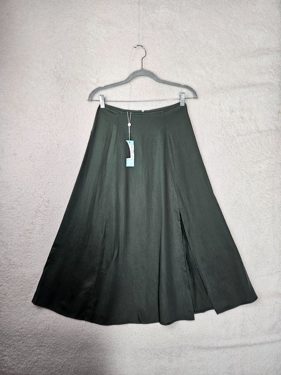 Shore Brand Women Skirt Small Green 100% Tencel Ruffle
