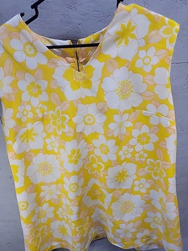 Vtg 60s Groovy Flower Power Phycodelic Mod Scooter go go hippy Tunic Sz L/XL - Picture 4 of 16