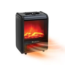 Comfort Zone Electric Desktop Fireplace Space Heater with 3D Flame, Black