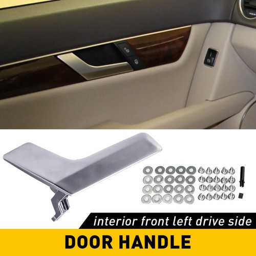 Left Driver Side Interior Door Handle Repair Kit Matte Silver for Benz C250 C300