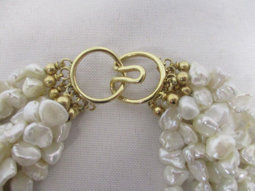VINTAGE 7 STRAND PEARL NECKLACE with 14K YELLOW GOLD CLASP ~ 17" - Picture 4 of 5