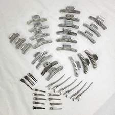 41 LOT Vtg Wave Curved Clips Aluminum Duckbill Goody Mervin TipTop Unbranded USA