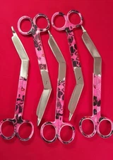 NEW 5 LISTER BANDAGE SCISSORS 7.25" COLORED ROUND PATTERN PINK-SURGICAL INSTRU