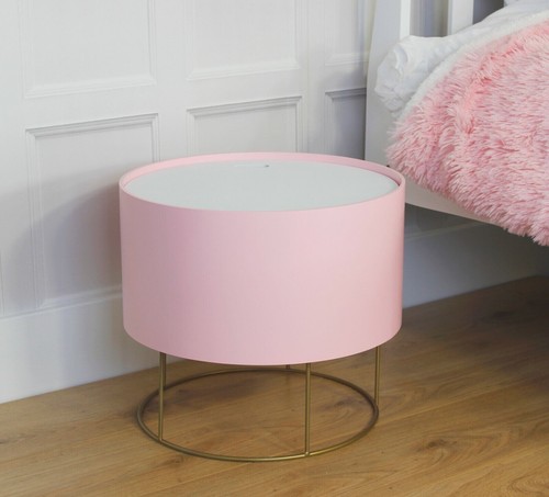 Pink Wooden Storage Ottoman Stool Home Kids Bedroom Decor Bedside Table Unit - Picture 18 of 24