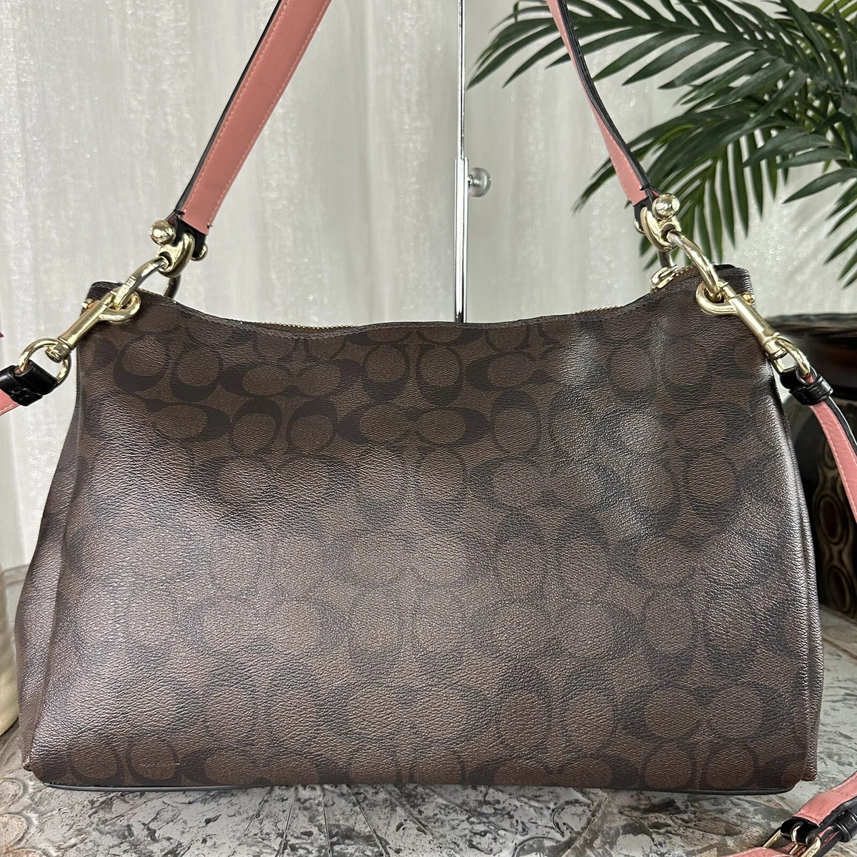 Coach MIA Shoulder Bag Signature Canvas Brown Pink Rose Gold F28967 :  : Clothing, Shoes & Accessories