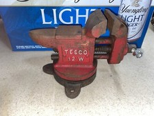 Vtg Tesco 12 W Bench Vice Tool 3” Jaws Working Swivel Base