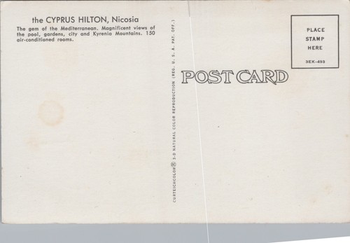 Cyprus The Cyprus Hilton Nicosia Vintage Postcard C012 - Picture 2 of 2