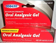 Iodent Oral Analgesic Gel Max Strength Oral Pain Relief Lot of 1 to 6 (0.42 Oz)*
