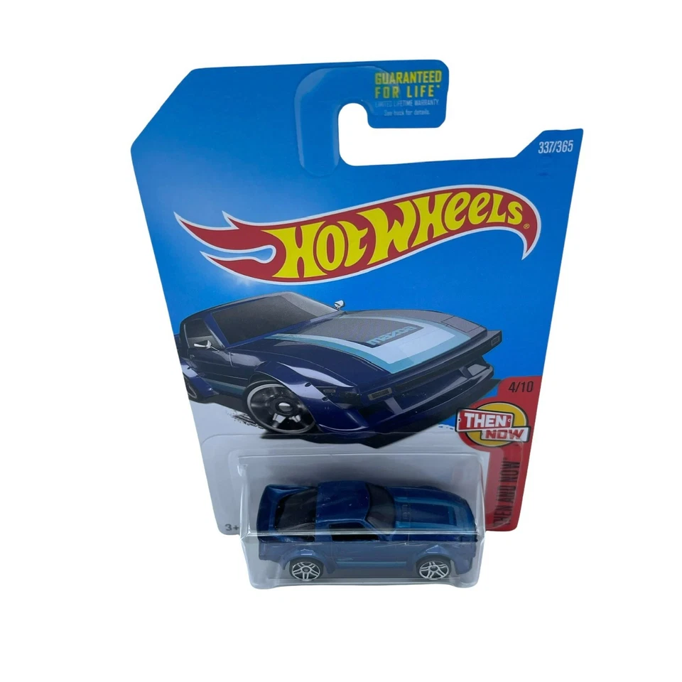 Coche deportivo Hot Wheels Mazda RX-7 azul diecast escala 1/64 entonces y ahora 4/10 2015 Foto 3 de 4