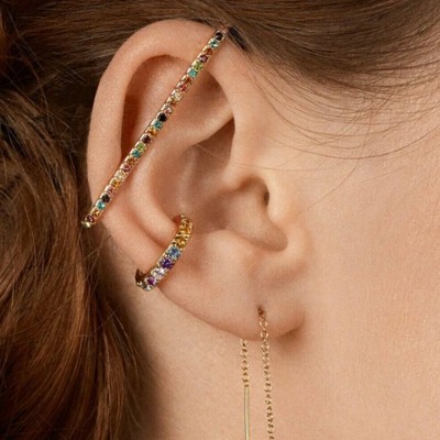 Elegant Women Ear Cuff Wrap Rhinestone Clip Earrings No Piercing Ear Cuff Wrap Rhinestone Clip Earrings