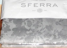 Sferra Chiara F/ Queen Duvet Cover & Boudoir Sham Grey Floral Cotton Sateen New