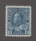Canada 5c blue Admiral Scott 111 VF centering OG very lightly hinged