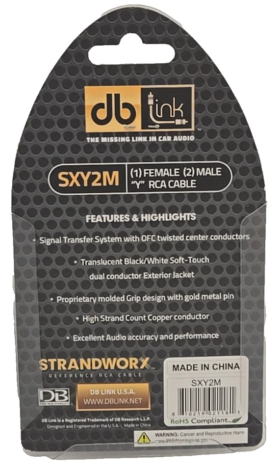 DB Link® Twisted-Pair Strandworx® Series RCA Y-Adapter, 1 Female to 2 Males - Image 2 of 2