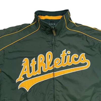 VTG 00s MLB OAKLAND ATHLETICS A's MAJESTIC AUTHENTIC DUGOUT JACKET