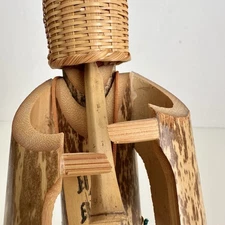 Vintage Japanese Komuso Bamboo Echizen Buddhist Monk Kokeshi Doll Figurine Fukui