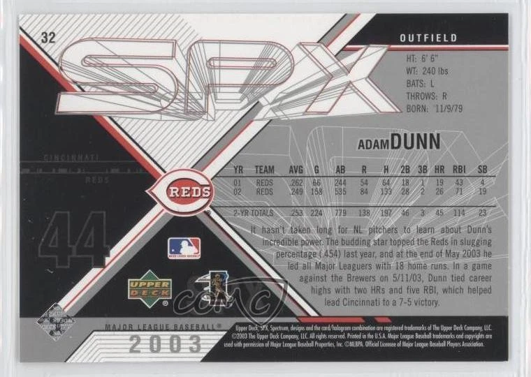 2003 SPx Adam Dunn #32 - Image 2 of 2