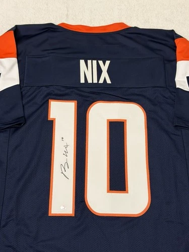 Bo Nix Denver Broncos Signed Football Jersey COA