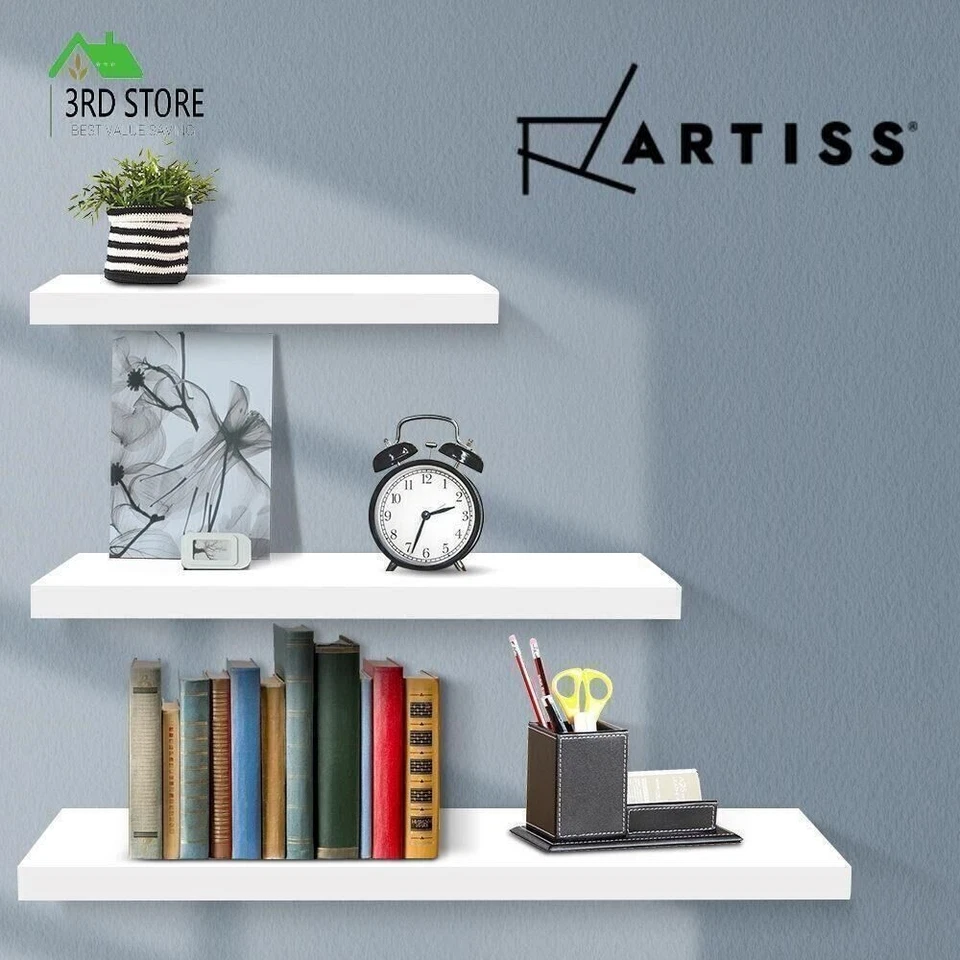 Artiss Floating Wall Shelf Set DIY Mount Storage 3pcs Book Display Rack White