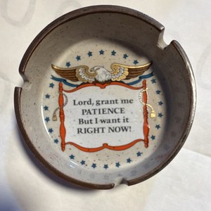 Norcrest Ceramic Patriotic Ashtray Decorative Eagle Motif Round Glossy Finish