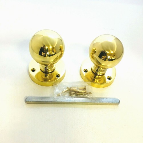 Polished Brass Victorian Mortice Knobsets & Scroll Lever Rose Handles - Picture 5 of 5