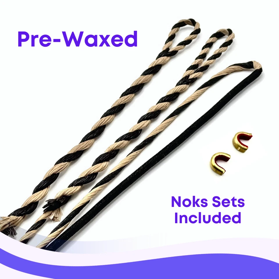Flemish Recurve Bowstring - B55 (Dacron) - Black & Buckskin - Actual/AMO - Image 3 of 4