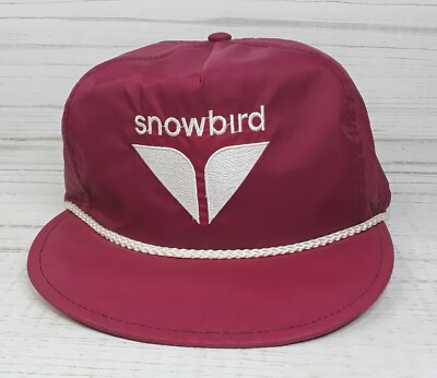 Vinatage 1988 Snowbird Ski Magenta Snapback Rope Hat Great Mountain West Supply