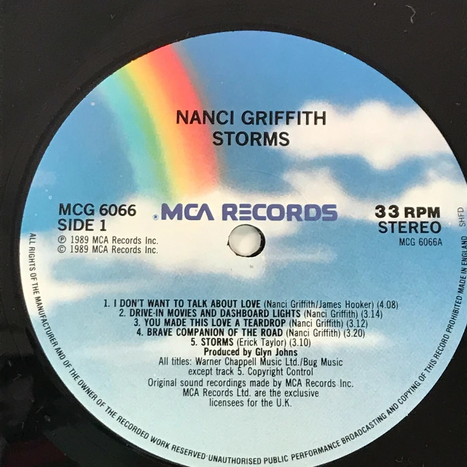 NANCI GRIFFITH Storms 1989 UK vinyl LP Albert Lee Phil Everly original Nancy - Image 4 of 4