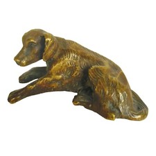 PETITE SCULPTURE CHIEN DE CHASSE ÉPAGNEUL EN  BRONZE - VITRINE COLLECTION CHASSE