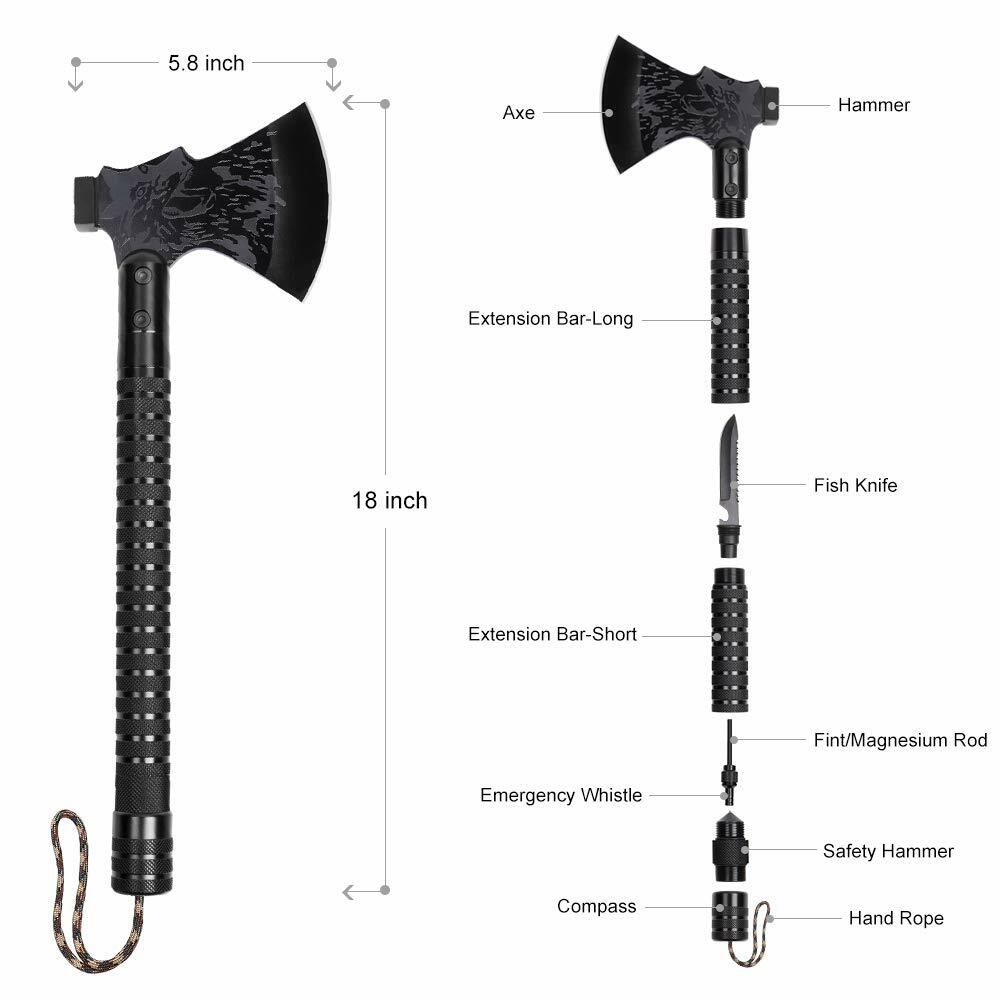 Outdoor 13 In 1 Emergency Gear Survival Kit Camping Hiking Tactical Axe Tomahawk