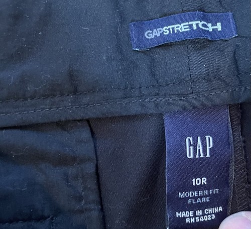 Gap Stretch Womens Pants Black 10R Straight Khaki High Rise Cotton Blend - Picture 3 of 3