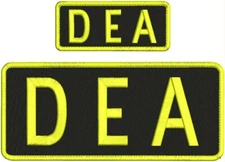 DEA embroidery patches 4X10 and 2x5 hook ON BACK  yellow on black