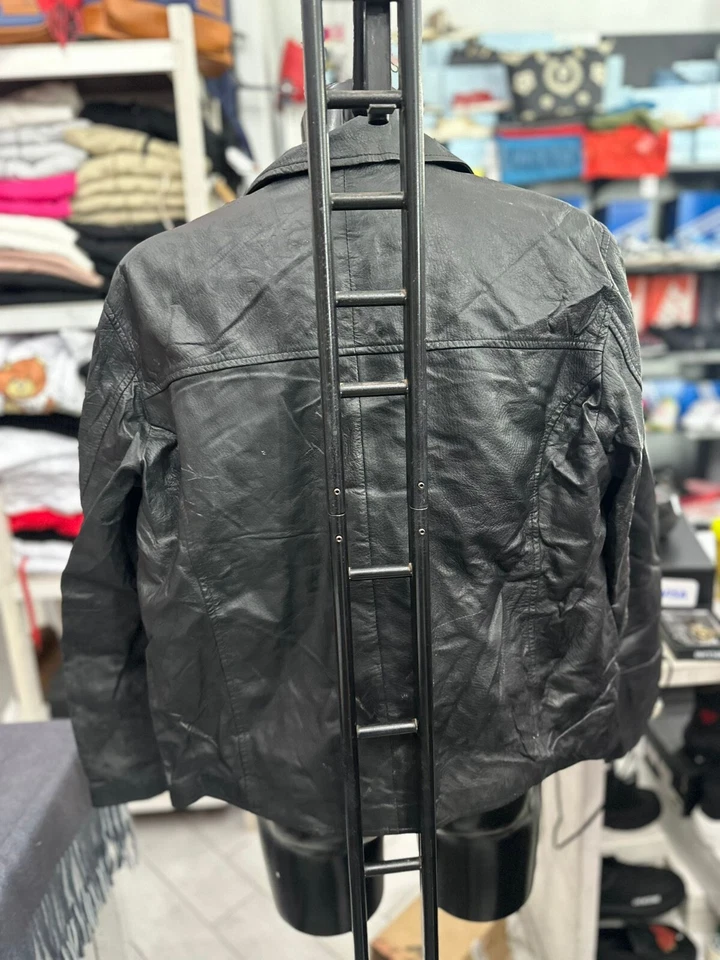 York Leather Jacket Used Man Tg52 Black LLV707 - Image 3 of 4
