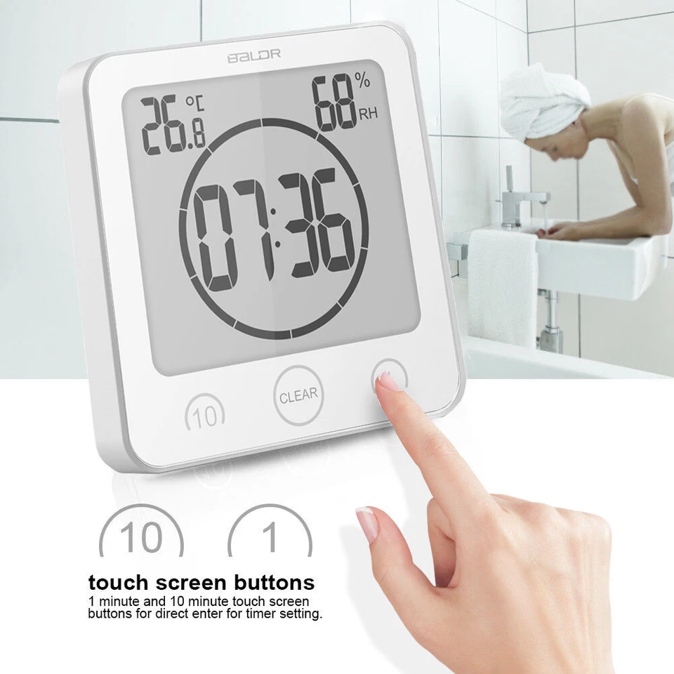 Baldr Digital Waterproof Shower Clock Bathroom Clock Countdown Timer for Kitchen - Image 3 of 4