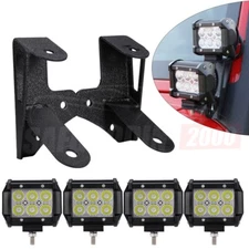 4* Pods Lights+Dual A-pillar Lower Windshield Bracket for Jeep Wrangler JK 07-17
