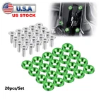 20pcs Green Billet Aluminum Fender Bumper Washer Bolt Engine Bay Dress Up Kit