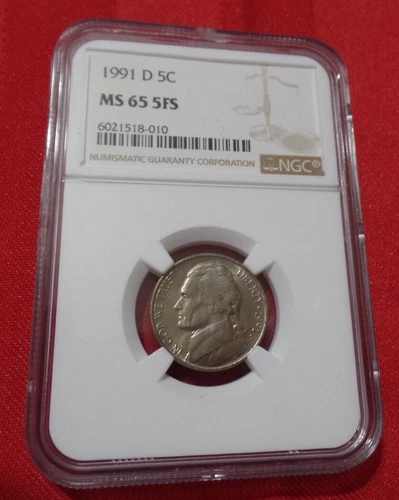 1991-D 5Cents Jefferson Nickel NGC MS 65 5FS !!!NICE!!!