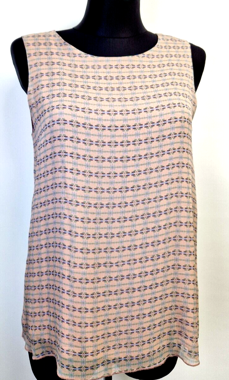 Silk-lined sleeveless blouse for women in cream size M 100% silk