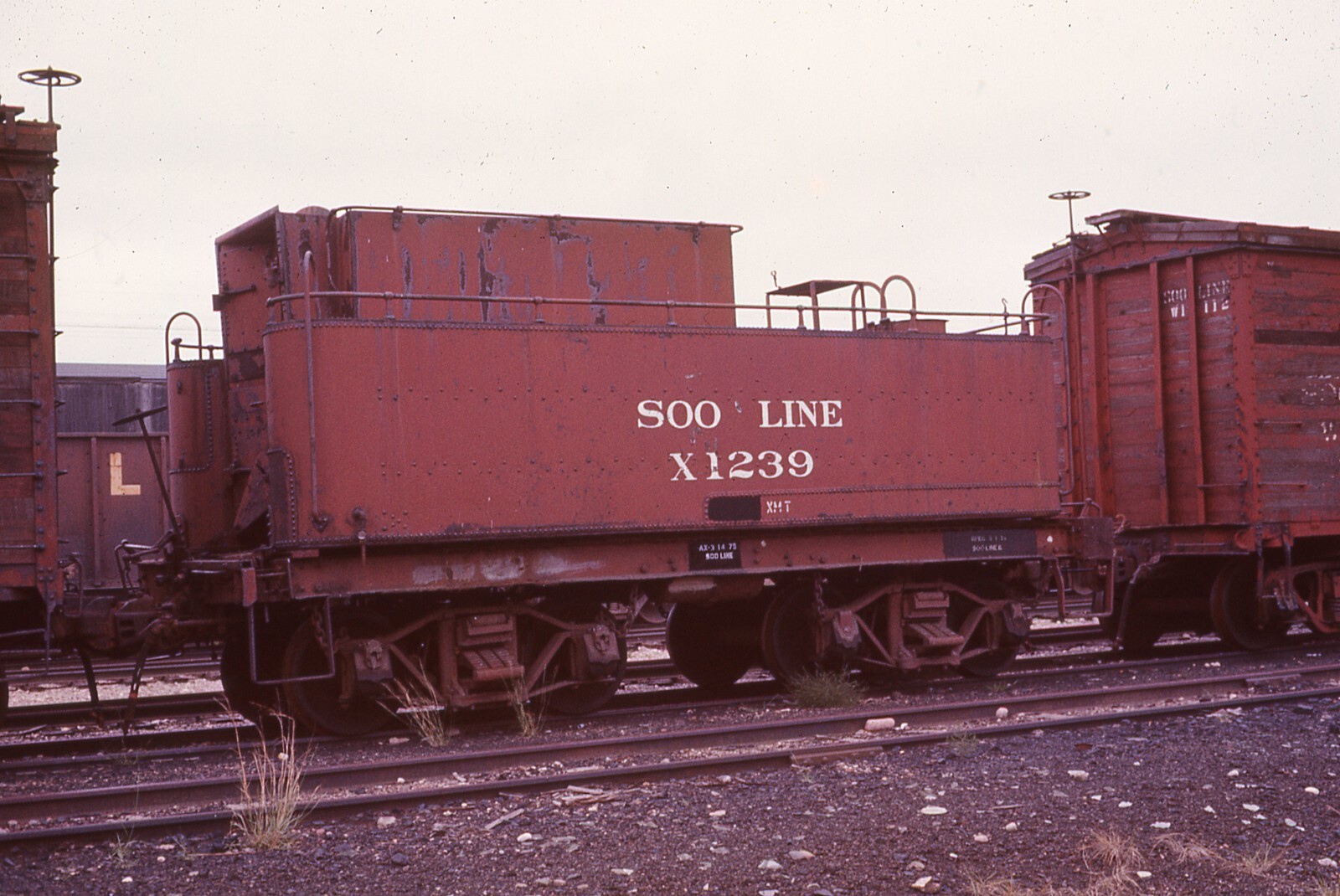 C Orig Slides (6) SOO LINE Vintage MofW Freight Cars Stevens Point WI
